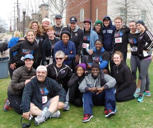 Cast of the hit Broadway Show "Flashdance" joined the run with (center) Capt. Jamie Hopkins, Commander of Vanderbilt NROTC