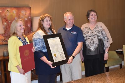 Certificate Presentation Jennifer Vedral-Baron (Health System Director), Rep. Dawn White, Tom Allard, Becky Wood